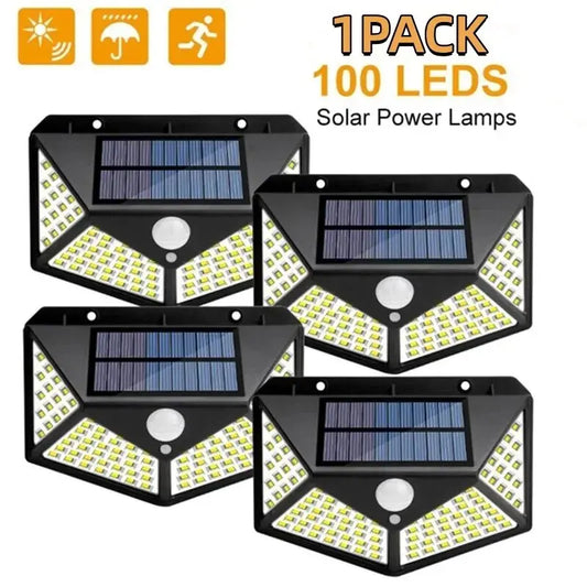 100 LED Wall Lights Outdoor Solar Lamp