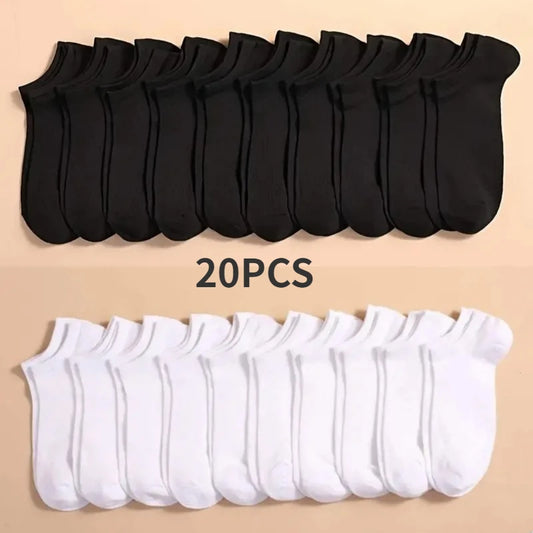 10 Pairs Women/Men Boat Socks Invisible Low Cut Silicone Socks Solid Color Casual Breathable